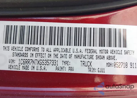 2016 Ram 1500 Laramie z USA, uszkodzony, nr VIN 1C6RR7NTXGS357331